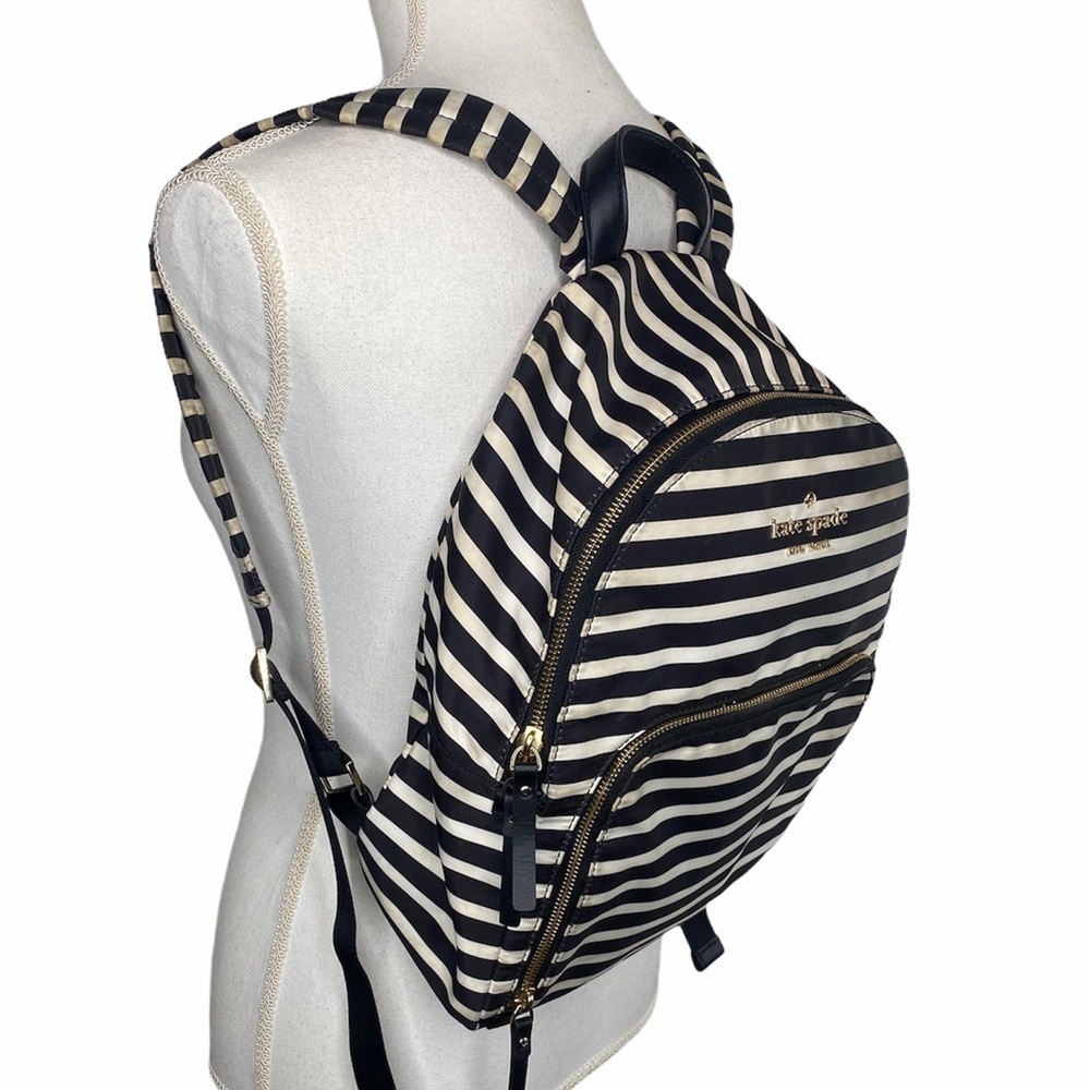 Kate Spade Black & White Striped Backpack - Picture 6 of 16